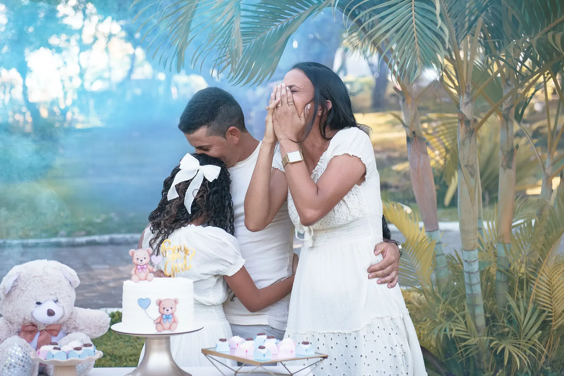 Reação do casal durante chá revelação fotografado pela Memorize em Caruaru